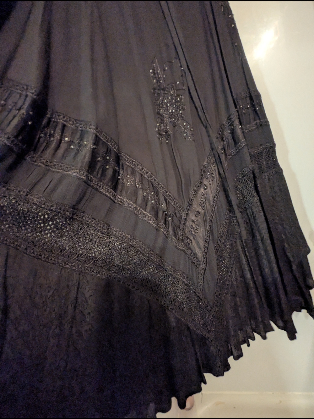 Bohemian Black Maxi Skirt with Embroidered Details - Picture 2 of 4